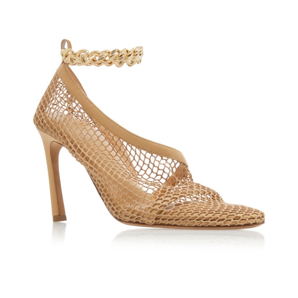 Bottega Veneta Chain Embellished Mesh and Leather Pumps
